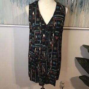 Carole Little Sleeveless Dress Bohemian‎ Print Casual V Neck Tunic Top Size 6